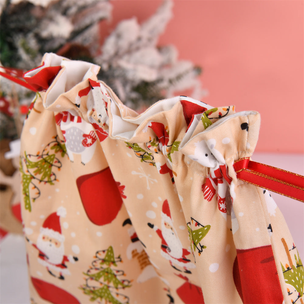 XL/L/M/S Christmas Cute Fabric Drawstring Gift Bags