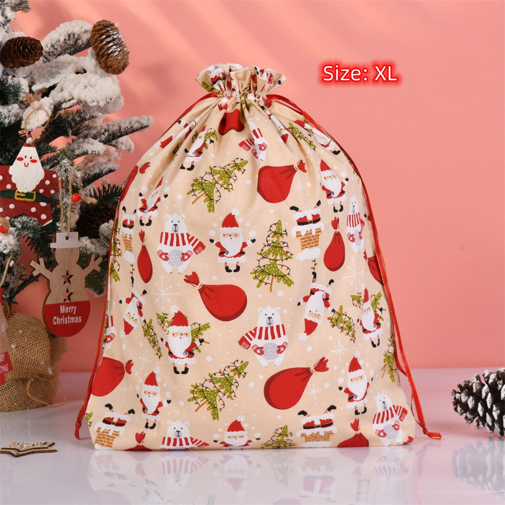 XL/L/M/S Christmas Cute Fabric Drawstring Gift Bags