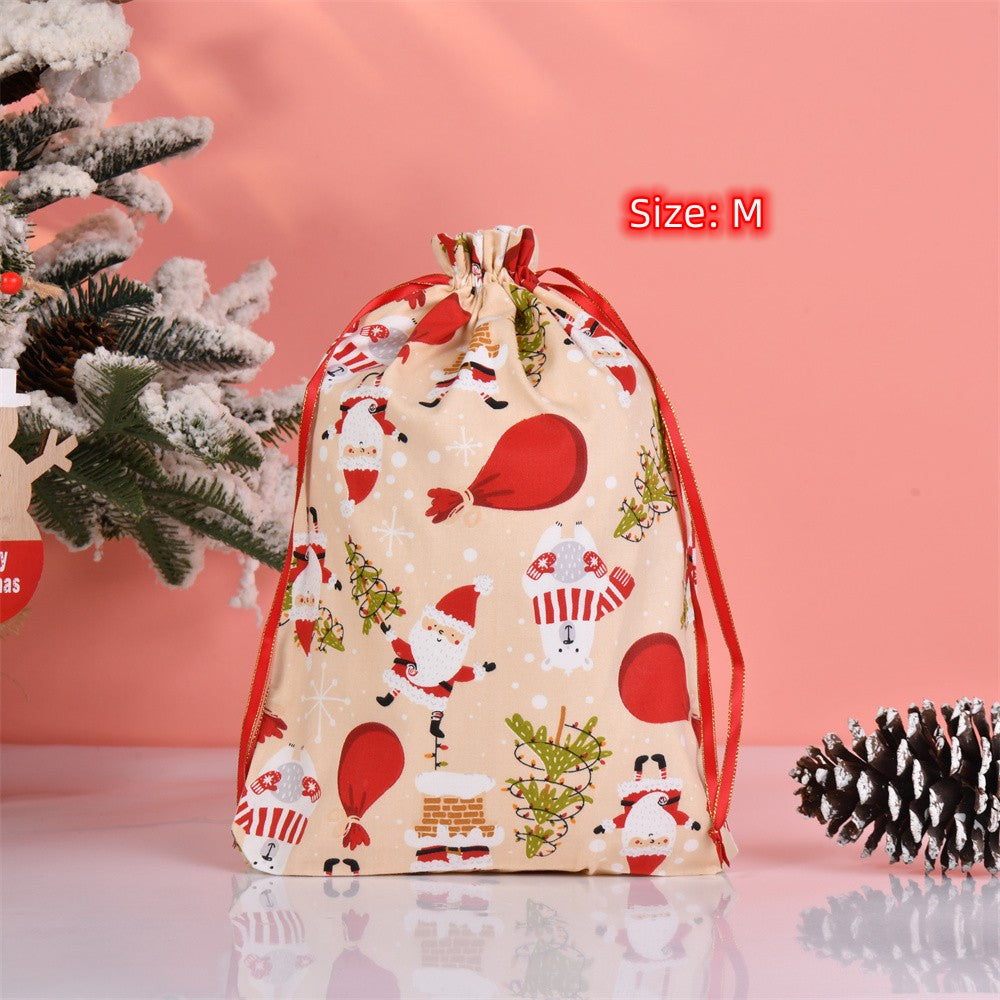 XL/L/M/S Christmas Cute Fabric Drawstring Gift Bags