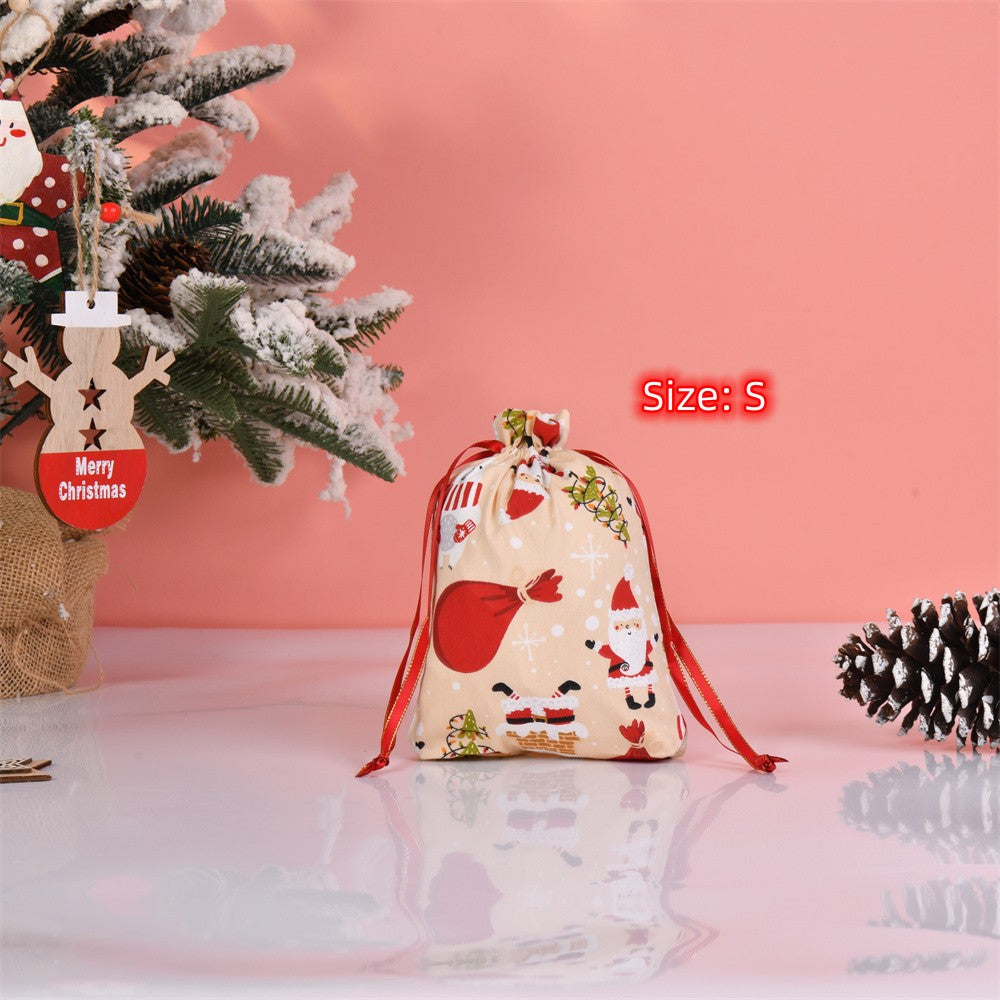 XL/L/M/S Christmas Cute Fabric Drawstring Gift Bags