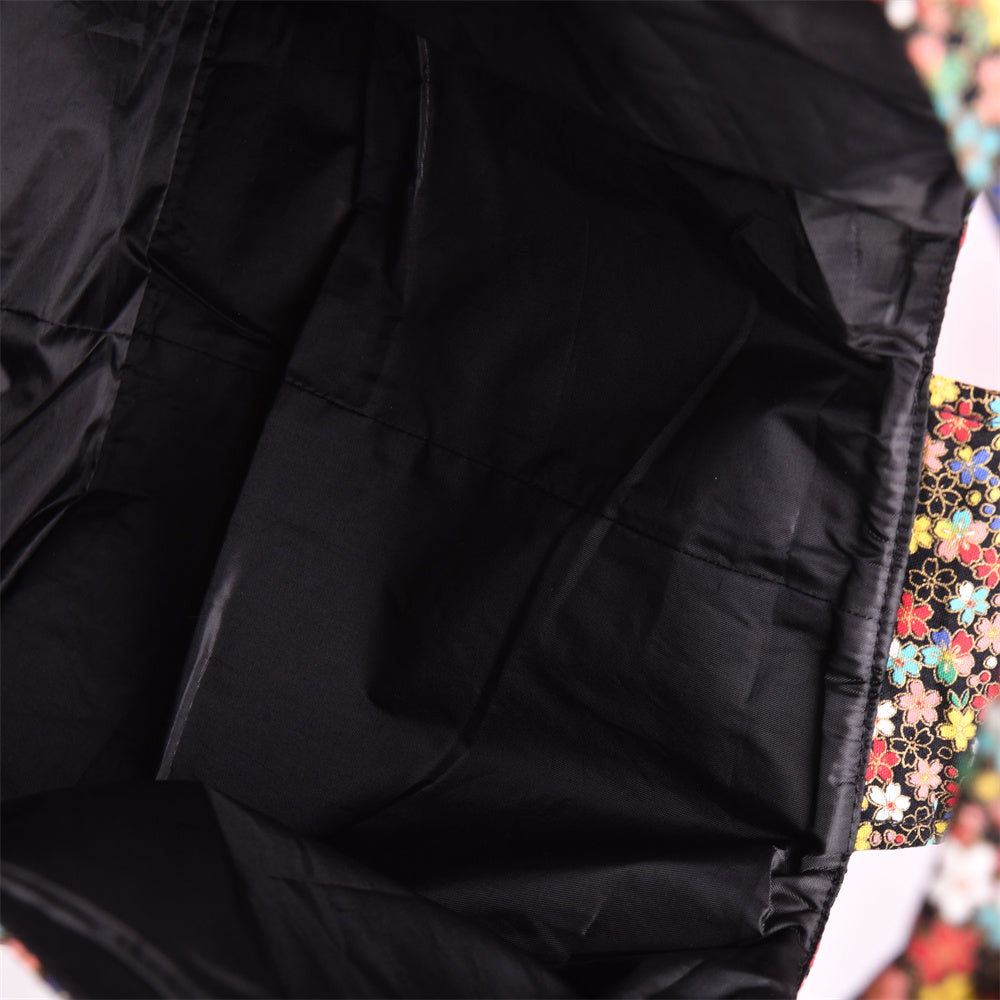 M/L Vintage Bronzing Fabric Flower/Dense Forest Tote Bag